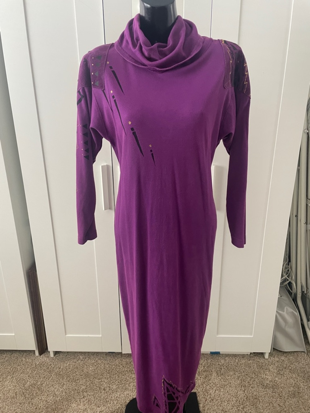 Cowl Neck Long Sleeve Maxi Dress in Deep Purple